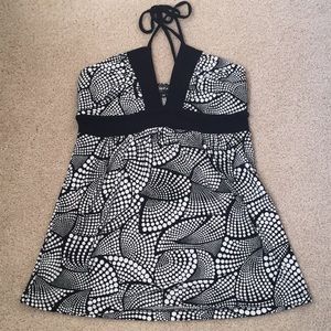 Geometric print halter top